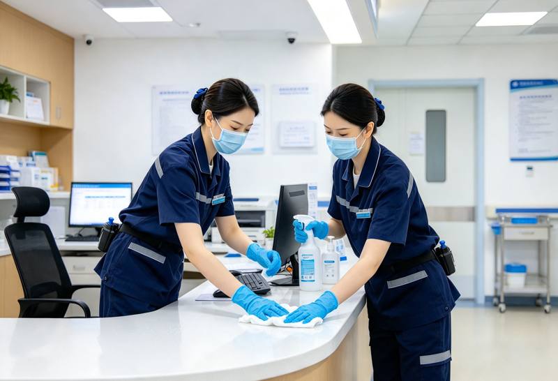 Illustrative image: Reception counter cleaning